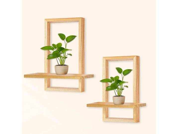 Lot de 2 Étagères Flottantes Murales en Bois - Style Bohème Chic pour Salon Chambre et Plantes - Décoration Murale