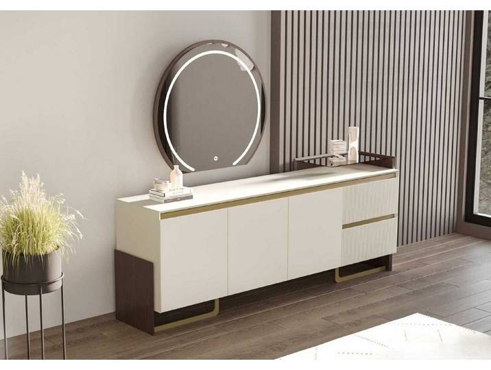 JVmoebel Sideboard Elegante Konsole mit Spiegel und integrierter Beleuchtung (2 St)