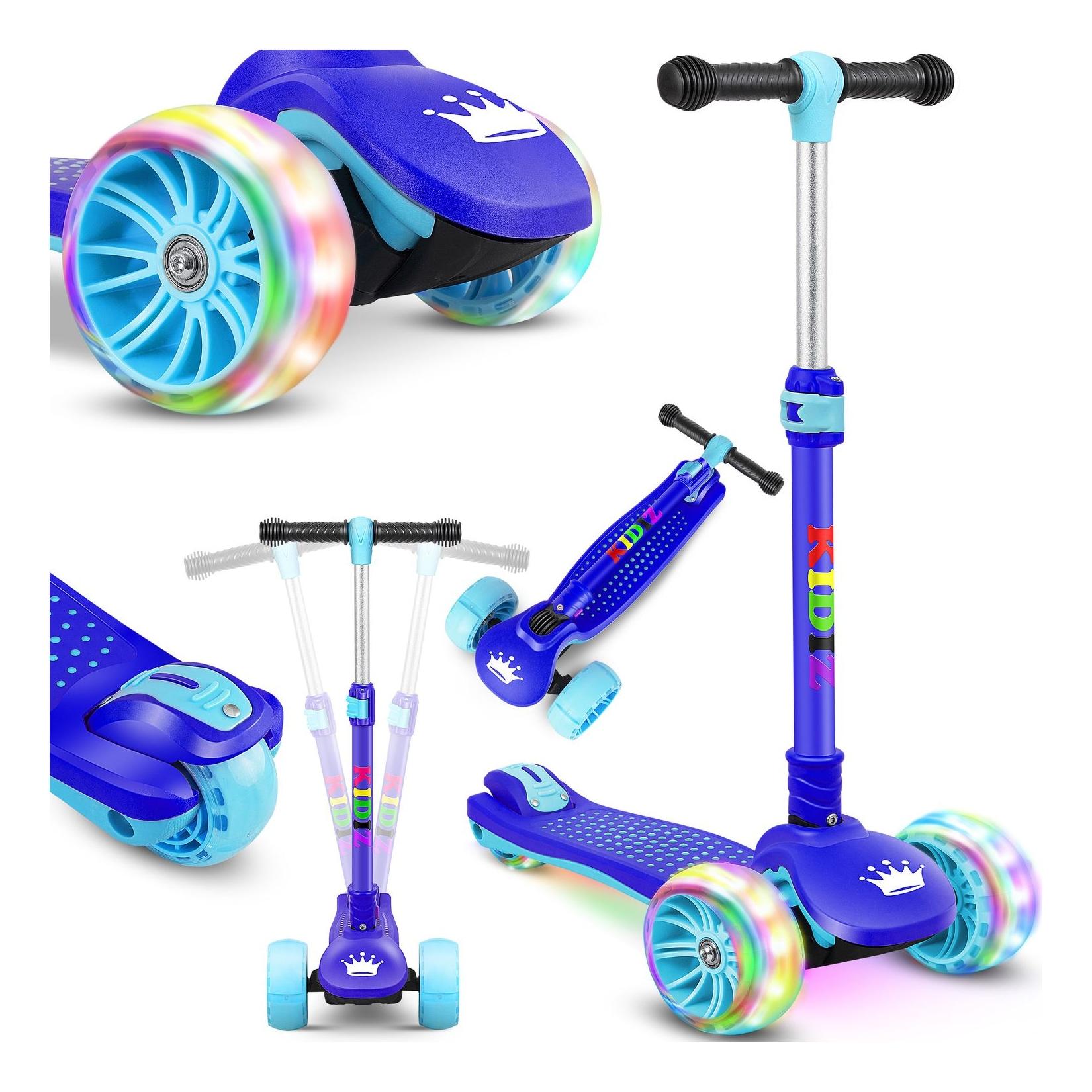 KIDIZ® Roller Kinder Scooter X-Pro2 Dreiradscooter mit PU LED Leuchtenden Räder Kinderroller faltbar Tret-Roller höhenverstellbarer Cityroller Kinderscooter für Jungen Mädchen 3-12 Jahre