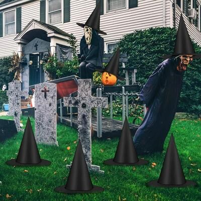 Uplift Essentials 12 Piece Hanging Halloween Witch & Wizard Hat Decoration Pack 12 Piece Hanging Halloween Witch & Wizard Hat Decoration Pack