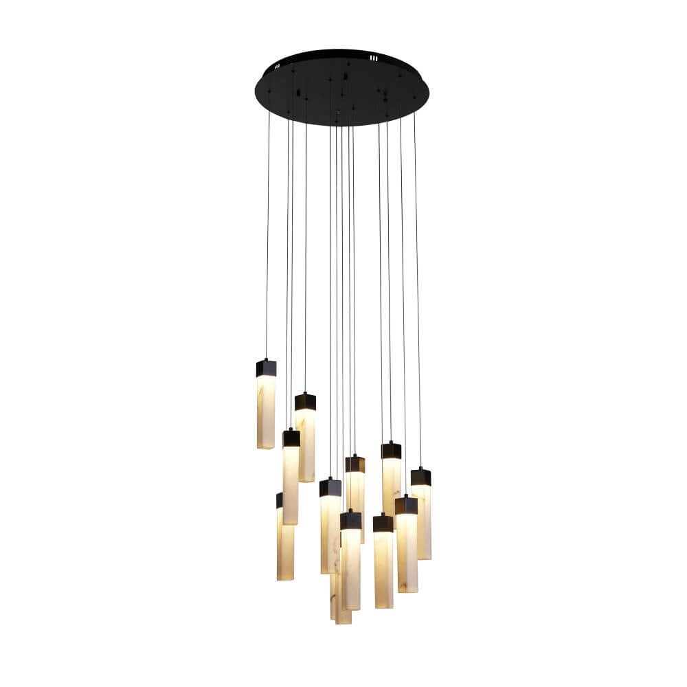 Searchlight Moonbeam vide hanglamp zwart met 10 lampen