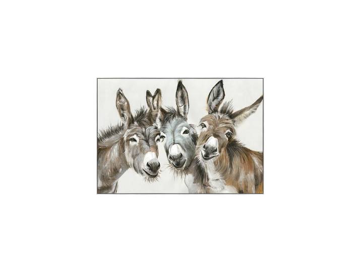 Handbemaltes, gerahmtes Bild „Three Donkeys“ 70 x 100 cm Multicolor Crea Collection