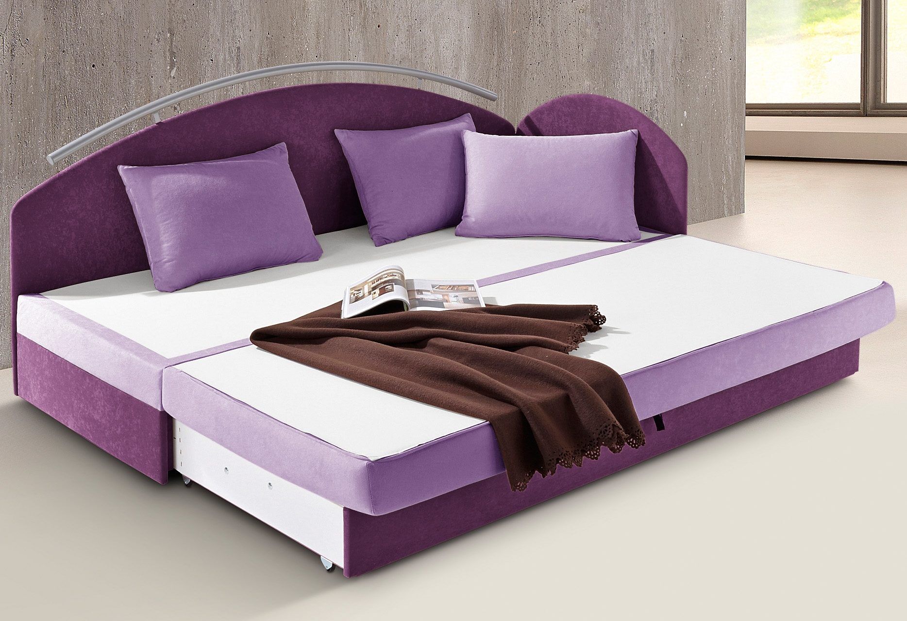 Schlafsofa MAINTAL, lila (brombeer, lila), Sofas, Schlafsofa brombeer, lila Einheitsgröße