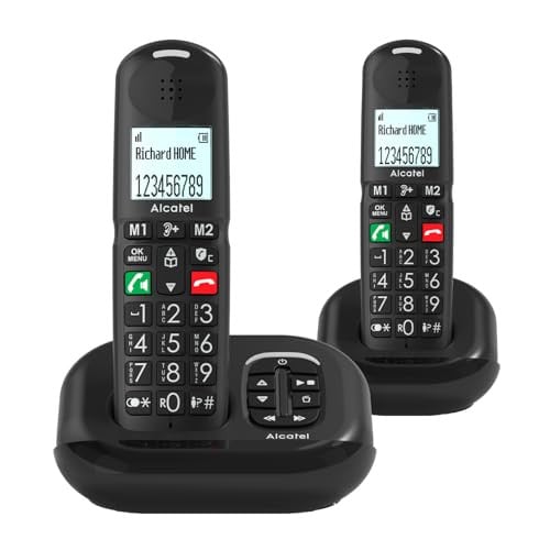 Alcatel XL685 Voice Duo draadloze DECT Senior XL-telefoon met antwoordapparaat en 2 handsets, zwart