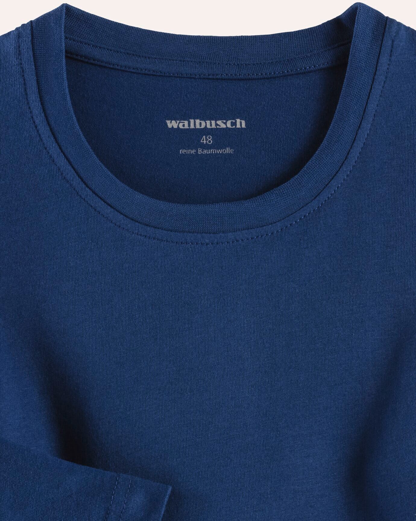 Walbusch Langarm-Shirt Rundhalsausschnitt, , Farbe Blau, 48, reine weiche Baumwolle bequem und formstabil Herren