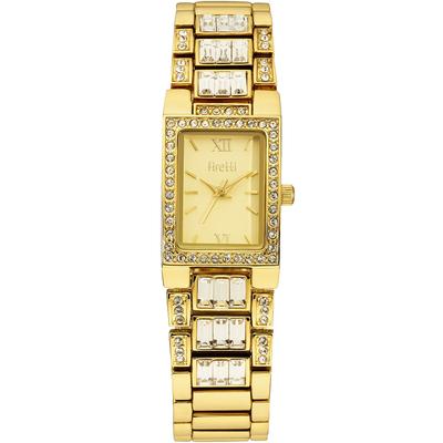 Quarzuhr FIRETTI "Baguette Sparkle", gold (goldfarben), Armbanduhren, Damen, Quarzuhr, Armbanduhr, Damenuhr, analog, Swarovski-Kristalle