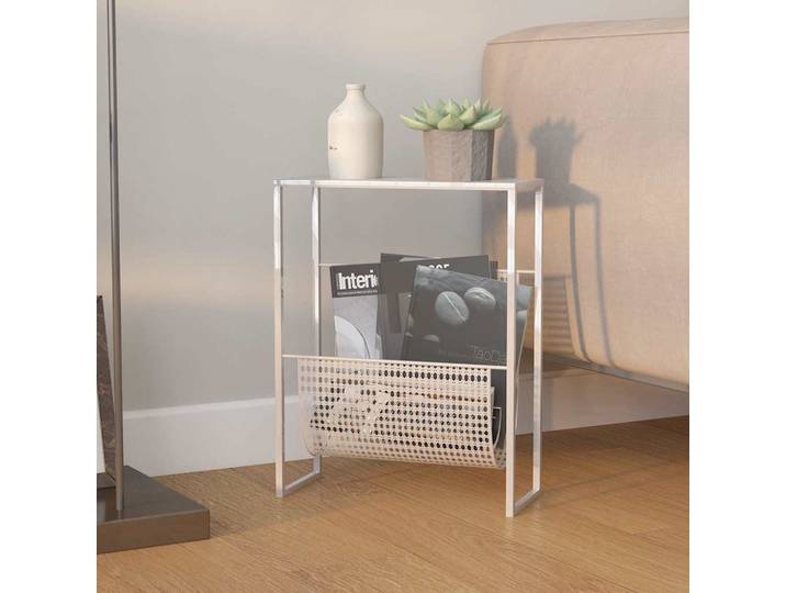 vidaXL Zeitschriftenständer Silbern 35x15x45 cm Stahl