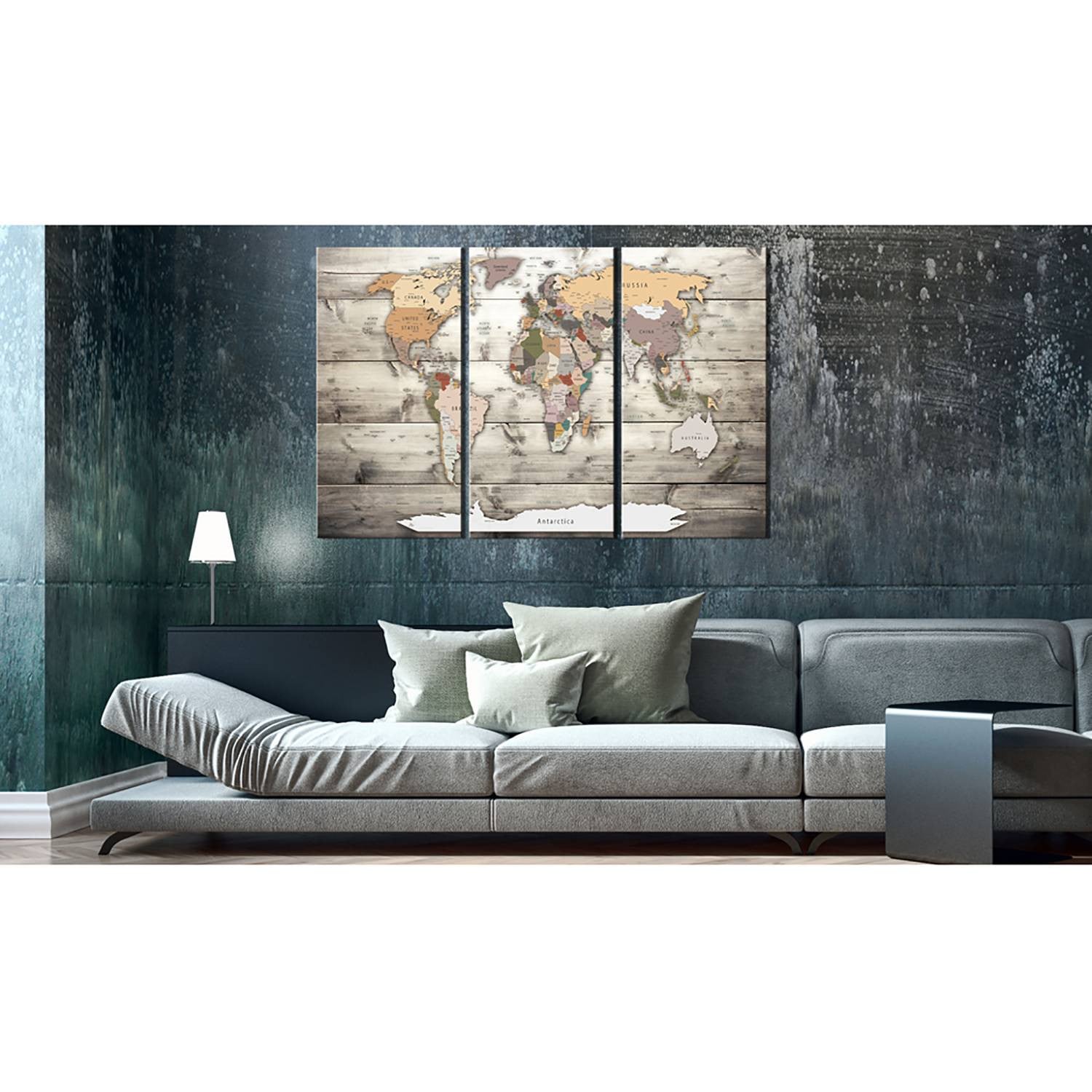 home24 History of Travel wanddecoratie, vintage, multicolor, 90 x 60 cm