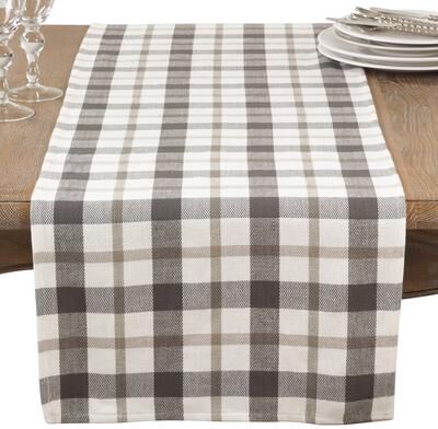 Saro Lifestyle Yuri Collection Classic Plaid Design Cotton Table Runner