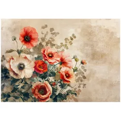 FOTOTAPETE Blumen Vintage Betonwand Schlafzimmer 300x210