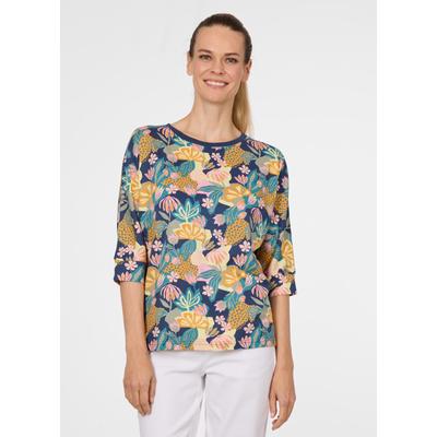 3/4-Arm-Shirt RAGWEAR "SHIMONA PRINT", Damen, Gr. XL, bunt (midnight), Jersey, Obermaterial: 50% Baumwolle, 50% Modal, bedruckt, normal, Rundhals, Shirts 3/4-Arm-Shirt