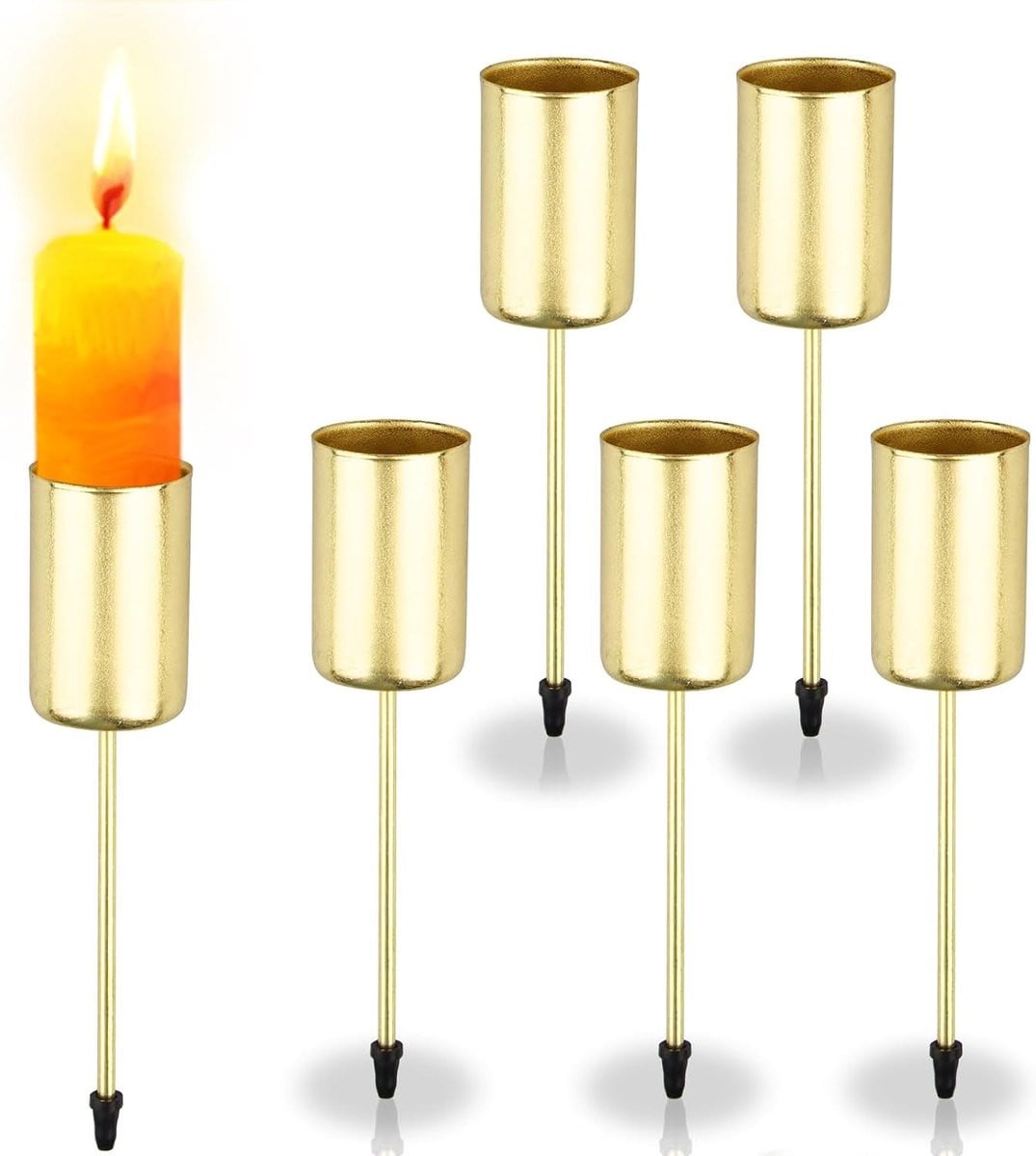 6x Gouden Kaarshouders voor Adventskrans en Kersttafeldecoratie
