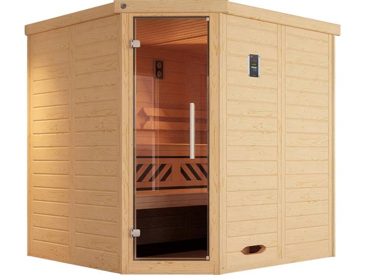 Sauna WEKA Kemi , beige (natur), Saunaofen, externe Steuerung, 7,5 kW, Saunen, Sauna, 7,5 kW-Ofen mit digitaler Steuerung