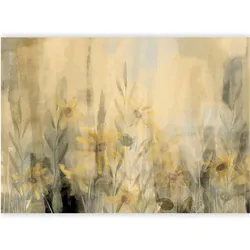 Artgeist, Tapete, Fototapete - A touch of summer - floral motif with a meadow full of yellow flowers and grasses (450 x 315 cm)