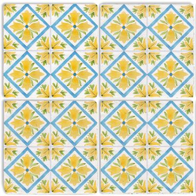 Getränkeuntersetzer QUEENCE "Gelbe Mosaik Fliesen Steine", gelb, B:10cm H:10cm T:1cm, Naturstein, Untersetzer, Mosaik Set Topfuntersetzer Naturstein Untersetzer 10x10x1cm