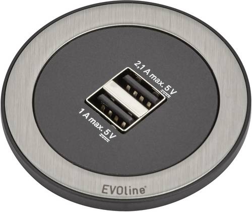 EVOline 159280001400 Tischsteckdose 2fach Schwarz, Edelstahl 1St.