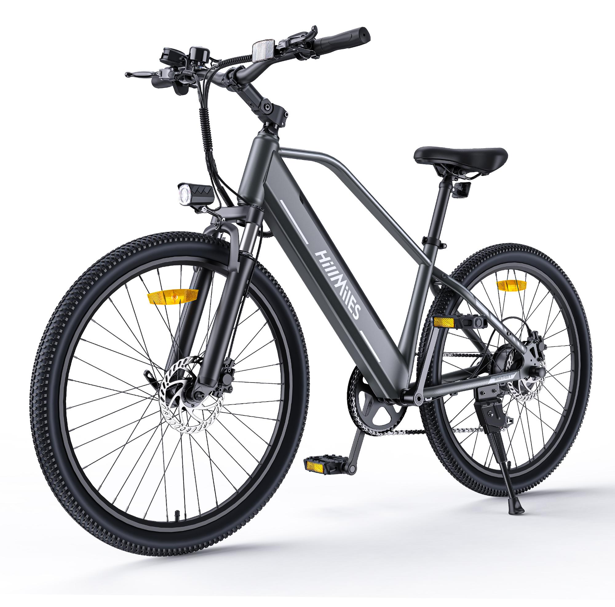 HillMiles MileTrail Offroad E-Bike 250W 36V 13Ah Akku, Vorderradfederung, Hellgrau