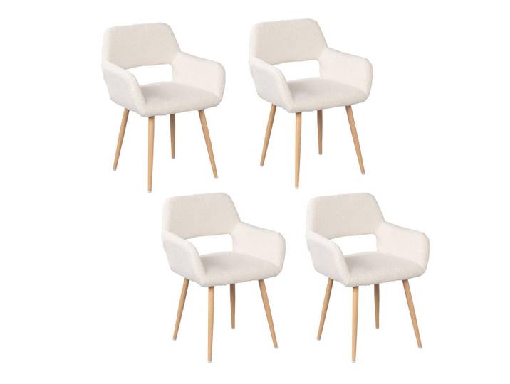 Meubles Cosy Bürostühle 4er-Set, skandinavisches Design, gepolsterte Sitzfläche aus Wollstoff, Holzbeine, Beige, 56x78x56 cm, Esszimmer, Stühle