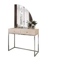 SCHMINKTISCH QUINNIE KASCHMIR mit LED-Spiegel Chrom rechts silber Griff