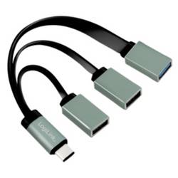 LogiLink UA0315 USB-Hub 3 Port USB-A USB 3.1 Gen1 5 GBit/s mit USB-C® Stecker Schwarz, Grau UA0315