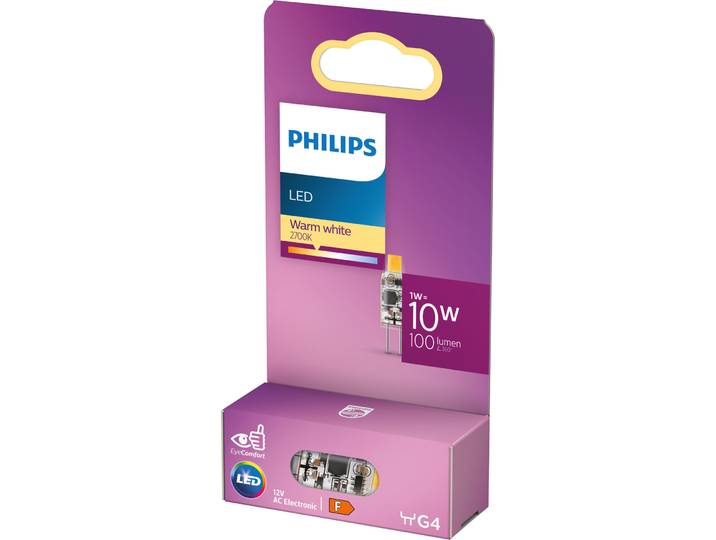 Leuchtmittel Philips Kunststoff G4 T 6 cm 1 W - Farbe: klar - LED - Lichtfarbe: Extra warmweiss - LED Leuchtmittel