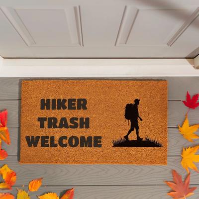 Evergreen "Hiker Trash Welcome Coir Door Mat, 28"" x 16"" - 28"" x 16"""