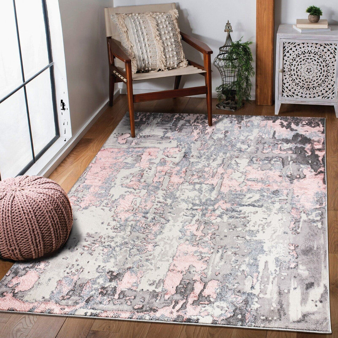 Borough Wharf Siddhesh Abstract Area Rug Pink Rectangle 120 x 170cm