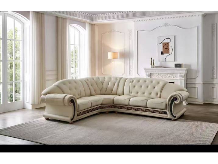 Luxus Chesterfield Oriental XL Ecksofa Wohnlandschaft Leder Beige Sonderpreis
