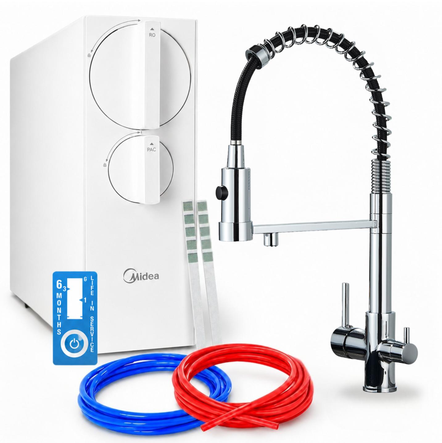 Umkehrosmose-Wasserfiltersystem Ari 800 Gpd, Tanklos, 3-Wege-Küchenarmatur, Chrom, Messing, Keramikkartusche, 360 Grad Schwenkbar, Perlator