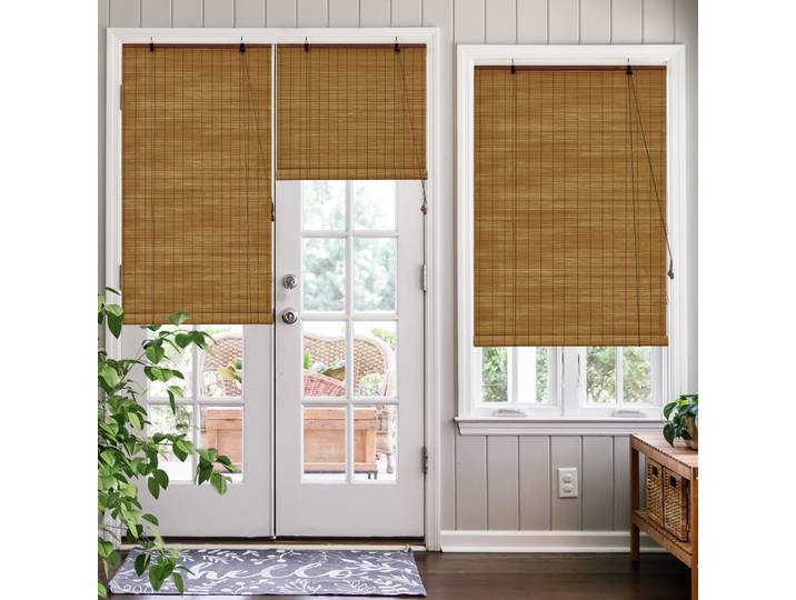 Bambusrollo 120x160cm in braun - Fenster Sichtschutz Bambus