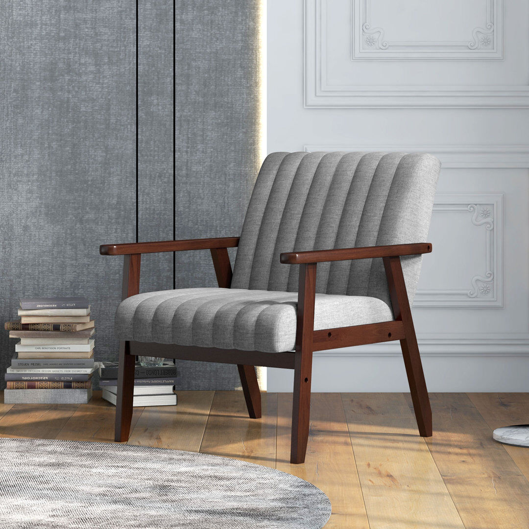 George Oliver Alle Modern Accent Chair Upholstered Armchair for Bedroom Living Room Grey Grey 75.5cm H X 64cm W X 74.5cm D