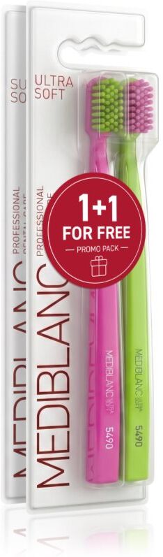 MEDIBLANC Set TB Ultra Soft Pink Green + Super Soft Pink Blue Duopack toothbrushes