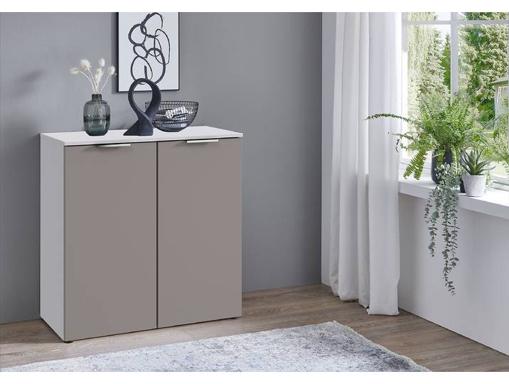Commode Level36 avec portes 81cm Blanc/Beige/Gris Sahara/Blanc