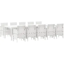 vidaXL Garten Essgruppe 11 pcs Weiß Rattan und Stahl