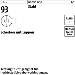 Unterlegscheibe DIN 93 Lappen 21 Stahl 250 Stück
