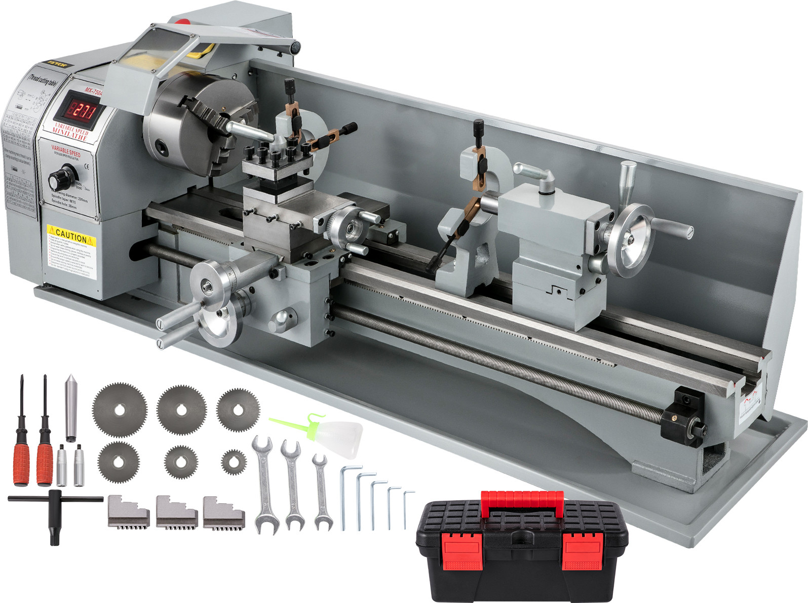 VEVOR Mini Metalen Draaibank 750W, 220x750mm