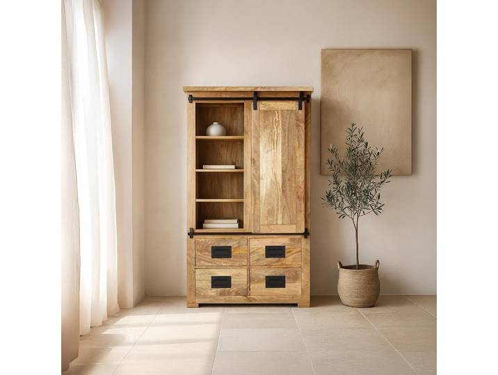Buffet haut industriel bois et métal 90 cm - Paris