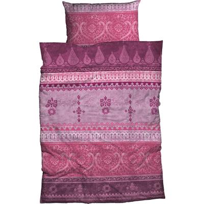 Bettwäsche CASATEX "Indi", lila (winterberry), B/L: 200cm x 220cm, 1 Stk., 2 Stk., Biber, B/L: 80cm x 80cm & 80cm x 80cm, 3 Stk., Biber, Obermaterial: 100% Baumwolle, Bettwäsche, Bettwäsche, romantisch, orientalisch, weich und gemütlich