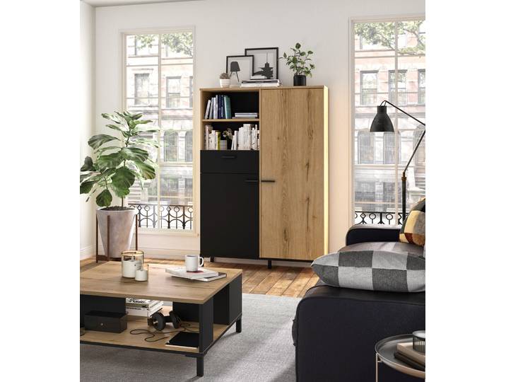 Highboard GAMI Trust , braun (eiche helvezia), B:102cm H:150cm T:36cm, Sideboards, Highboard, mit einer Schublade