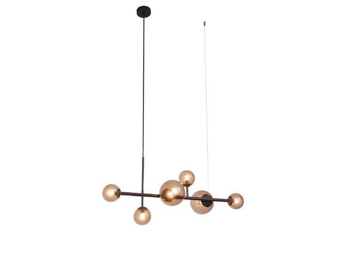 Hotel Chique hanglamp donkerbrons met brons glas 6-lichts -