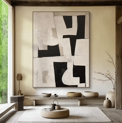 Inspire Curations Large Beige Textured Abstract Canvas Minimalist Neutral Wall Art Decor b 50x70cm