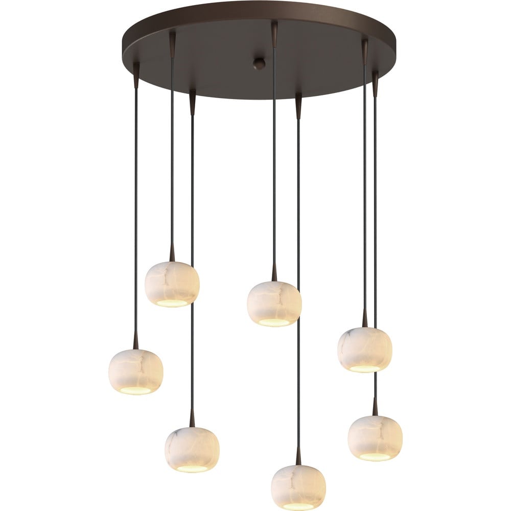 Masterlight Design hanglamp Alta 7-lichts cacao met glas en metaal
