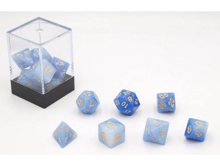 HOT Games dobbelstenen set Stardust blauw kunststof 7-delig.