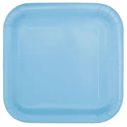 14 eckige Teller hellblau