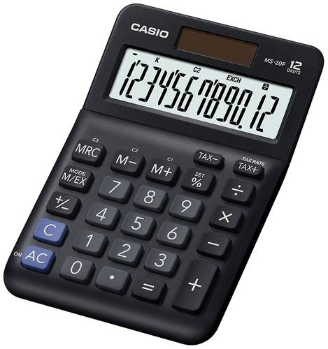 Casio MS-20F Tischrechner Schwarz Display (Stellen): 12 batteriebetrieben, solarbetrieben (B x H x T) 101 x 148.5 x 27.6 mm