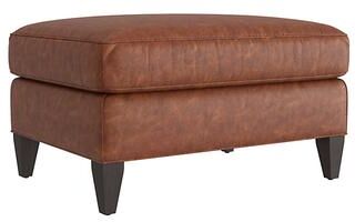 Cameron Leather Ottoman - Tobacco Leather, Tobacco Flannel - Ballard Designs