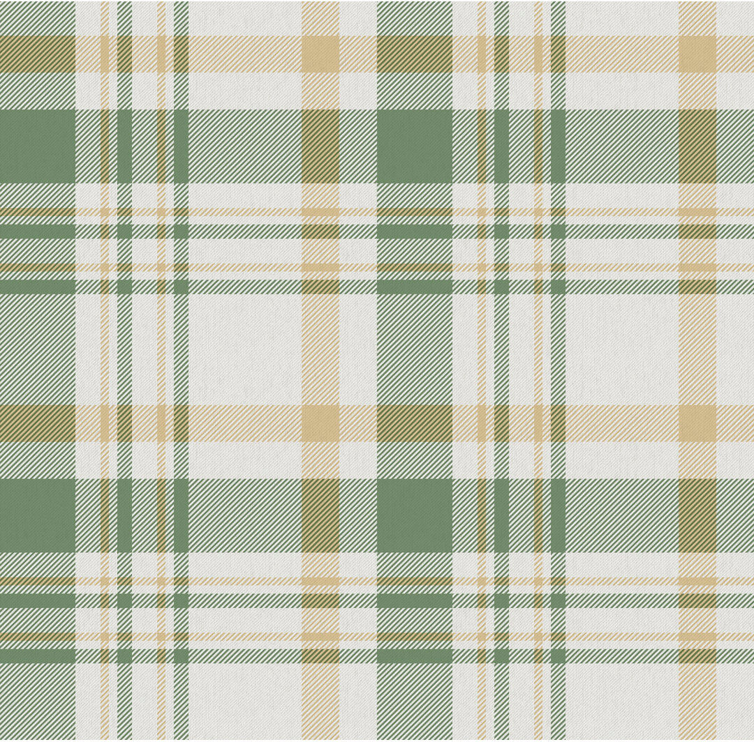 Brambly Cottage Laughlin Check Plaid Design 10.05M X 53Cm Matte Wallpaper Roll Green 1,005cm L