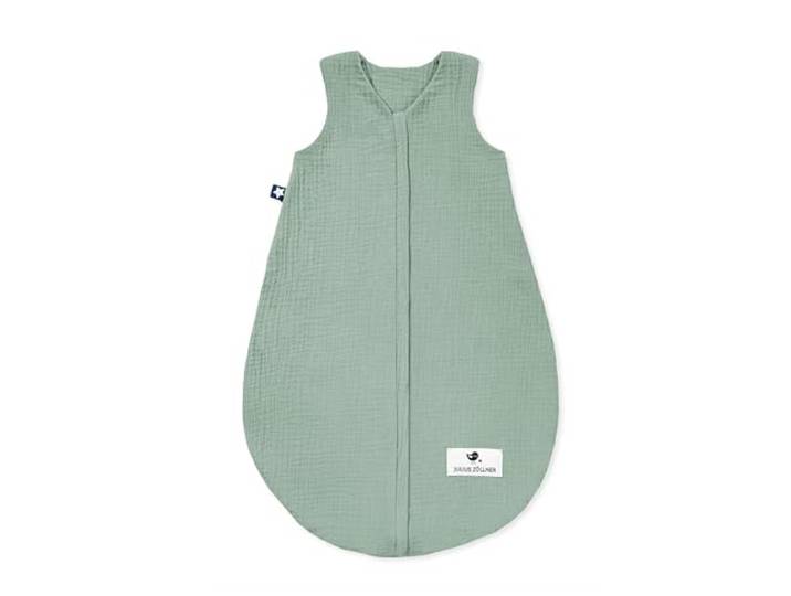 Julius Zöllner Musselin Sommerschlafsack grün, Größe 70 aus weicher Musselin Baumwolle, sicher und schadstoffgepüft, ideal für warme Sommernächte