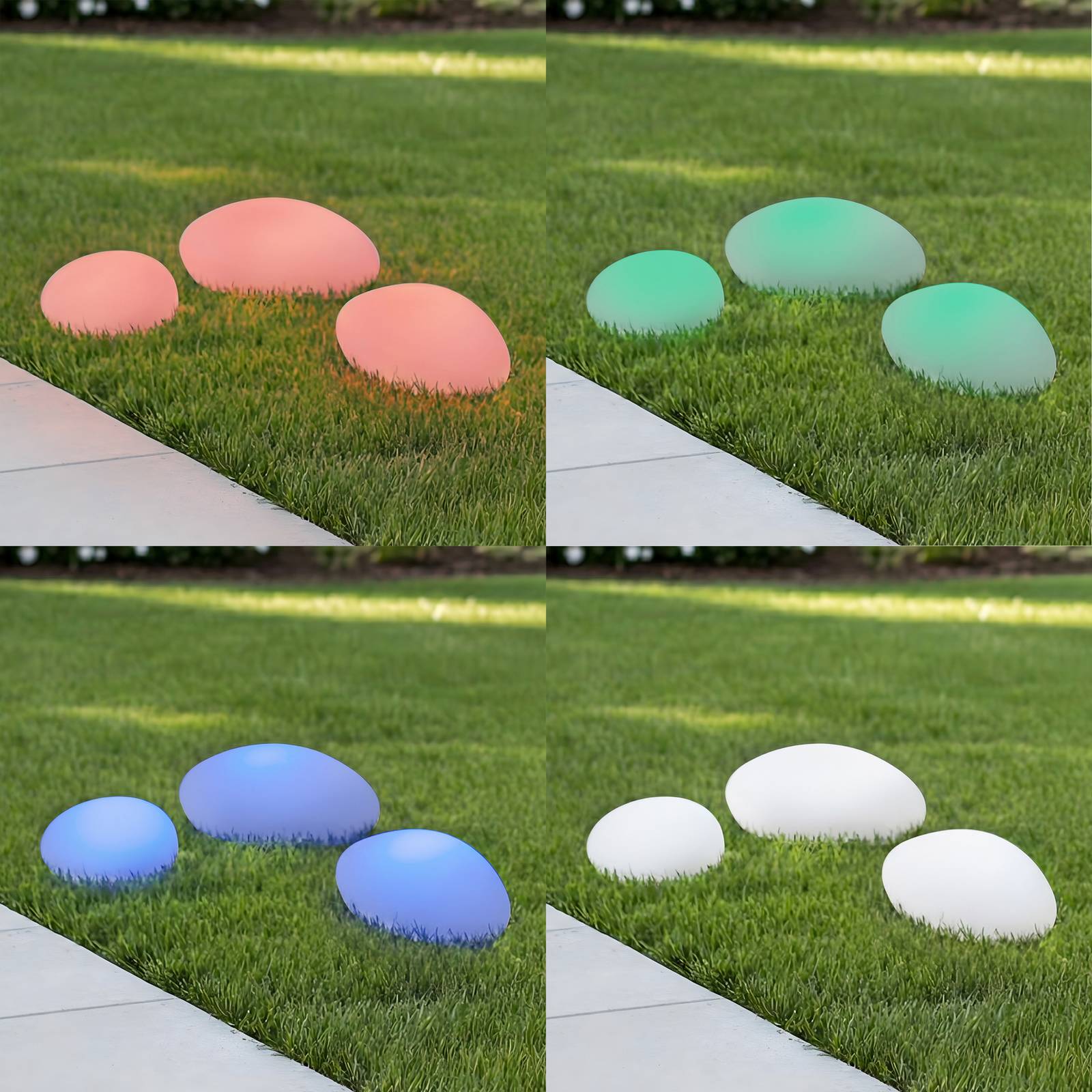 Lindby LED-Solar-Dekoleuchte Liedra, 3er Set, RGBW, dimmbar Liedra Lindby,, weiß / opal, Kunststoff, Modern, Solarleuchte