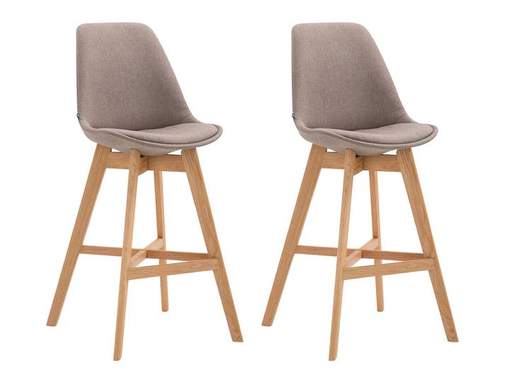TPFLiving 2er Set Barhocker Canada Gestell natura Stoff - Taupe